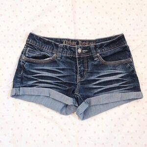 y2k urban heritage cuffed denim shorts dark wash mid low rise